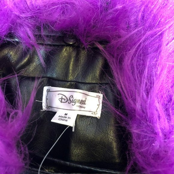 NWT Disney D-Signed Descendants 3 Faux Leather Jacket w/Purple Fur Collar, Sz Me - Picture 3 of 6